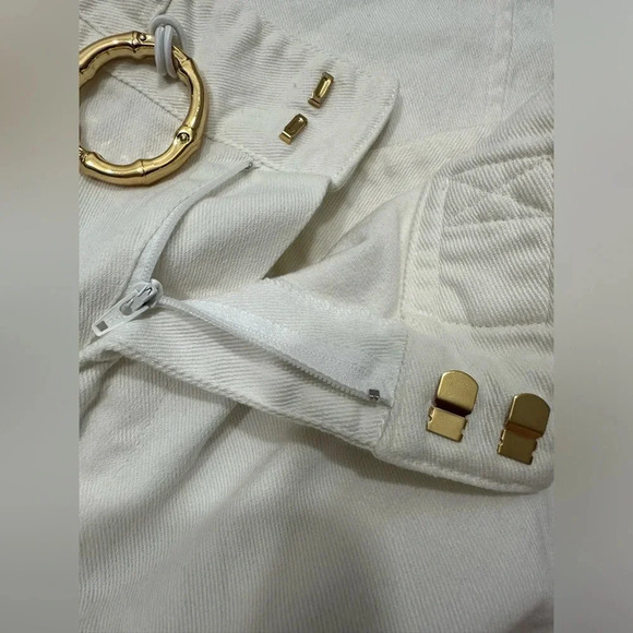 Lauren Jeans Co. White Cotton Stretch Jeans pants SZ 8 Buckle Accent - Picture 5 of 16